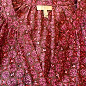 Joie Fuchsia and Burgundy Patterned Blouse